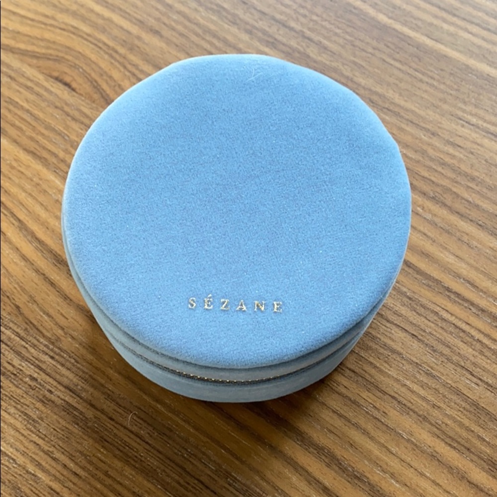 Sezane blue velvet jewelry case